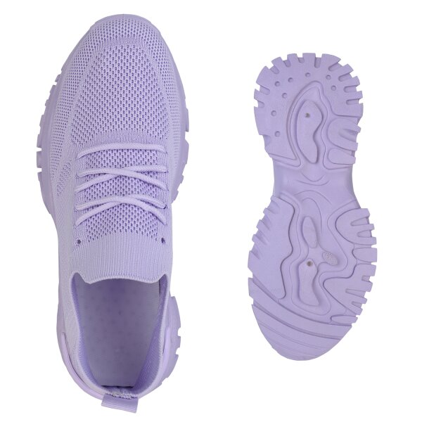 Stiefelparadies Damen Plateau Sneaker In Helllila