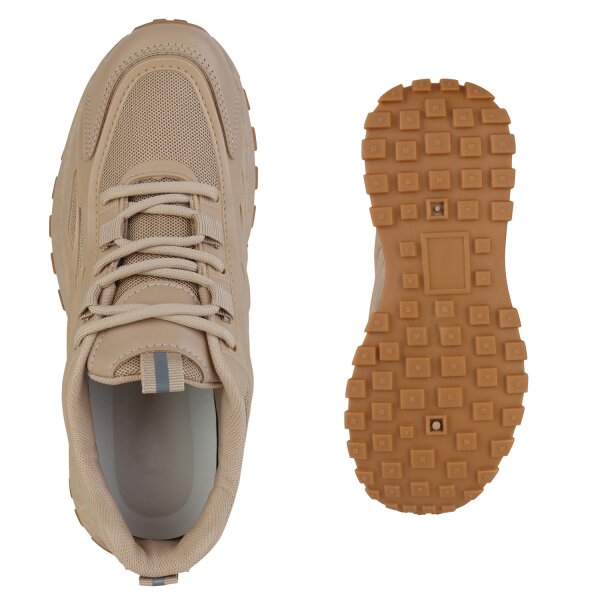 Stiefelparadies Damen Plateau Sneaker In Khaki