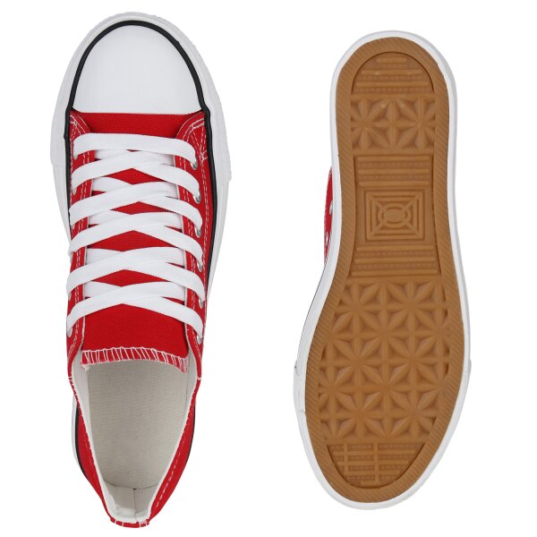 Stiefelparadies Damen Plateau Sneaker In Rot