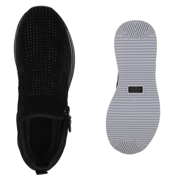 Stiefelparadies Damen Plateau Sneaker In Schwarz