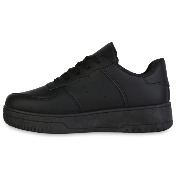 Stiefelparadies Damen Plateau Sneaker in Schwarz