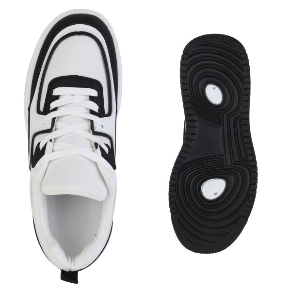 Stiefelparadies Damen Plateau Sneaker In Schwarz