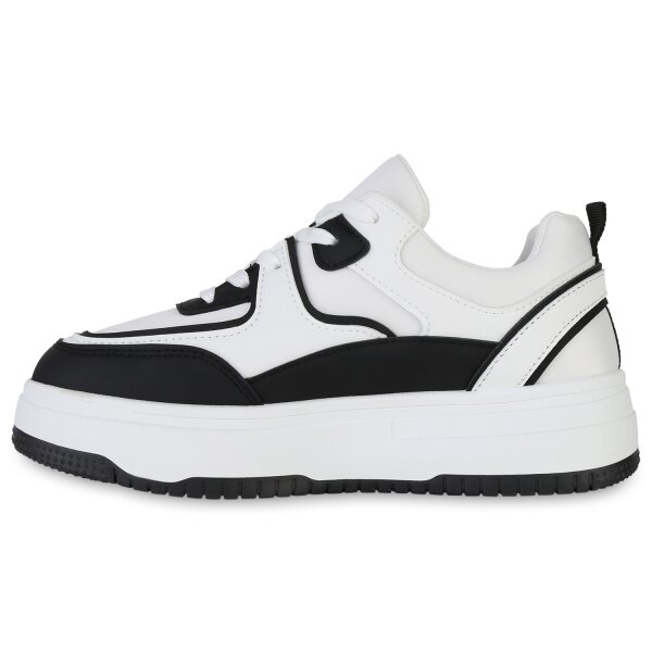 Stiefelparadies Damen Plateau Sneaker in Schwarz