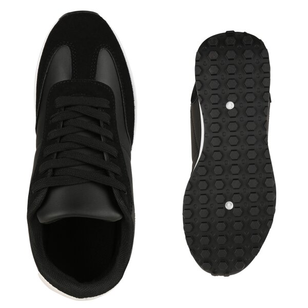 Stiefelparadies Damen Plateau Sneaker In Schwarz