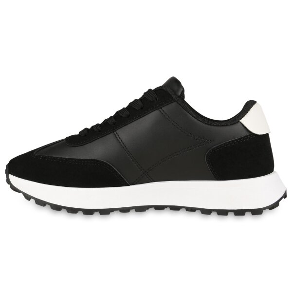 Stiefelparadies Damen Plateau Sneaker in Schwarz
