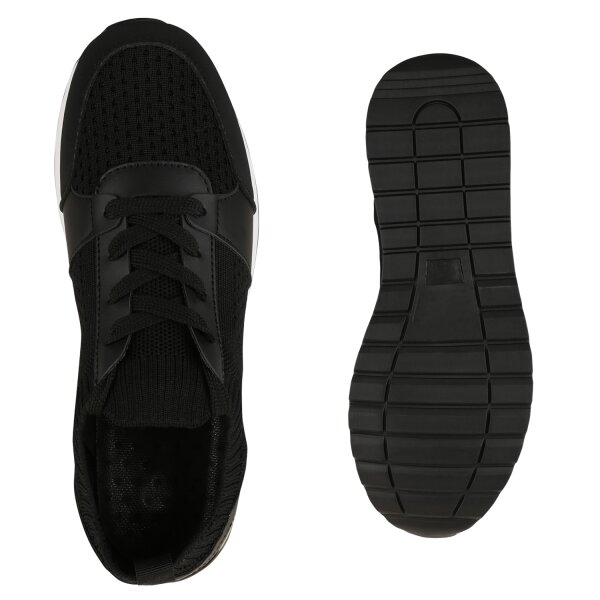 Stiefelparadies Damen Plateau Sneaker In Schwarz