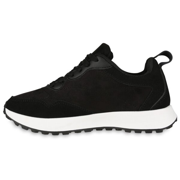 Stiefelparadies Damen Plateau Sneaker in Schwarz