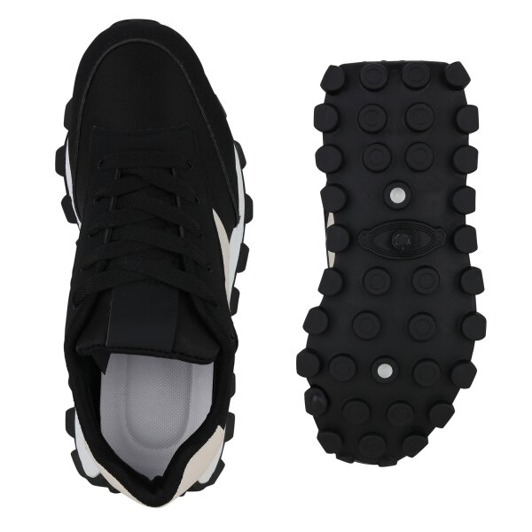 Stiefelparadies Damen Plateau Sneaker In Schwarz