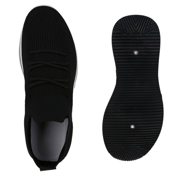 Stiefelparadies Damen Plateau Sneaker In Schwarz