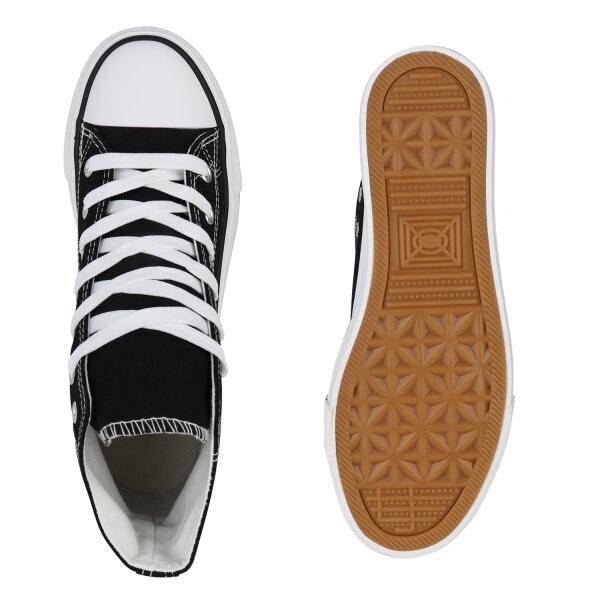 Stiefelparadies Damen Plateau Sneaker In Schwarz