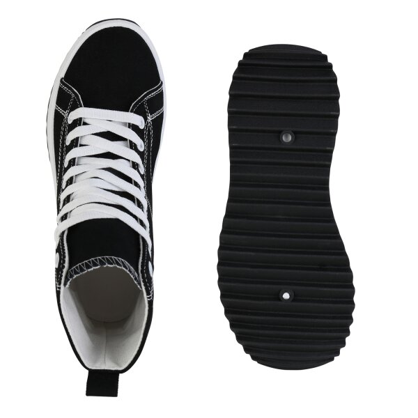 Stiefelparadies Damen Plateau Sneaker In Schwarz