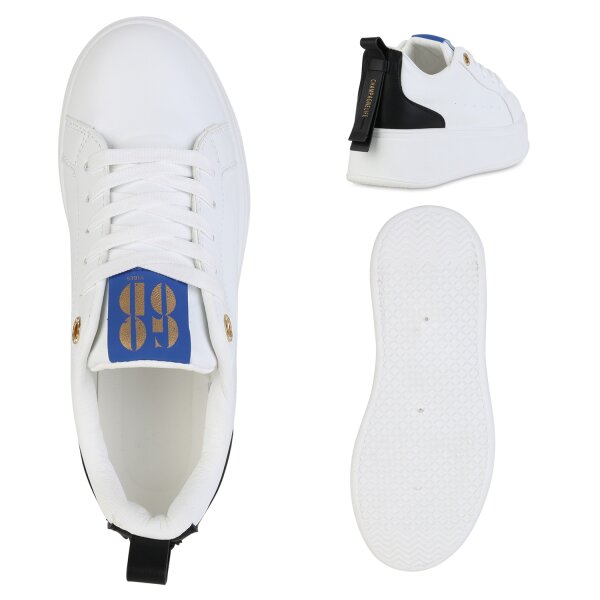 Stiefelparadies Damen Plateau Sneaker In Weiss