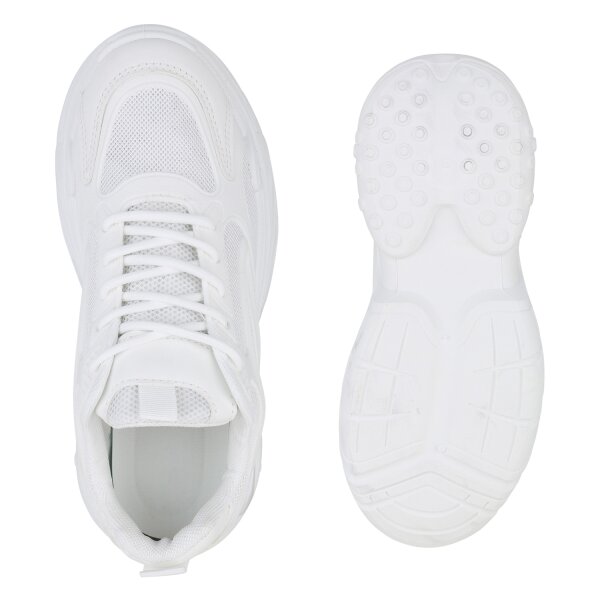 Stiefelparadies Damen Plateau Sneaker In Weiss