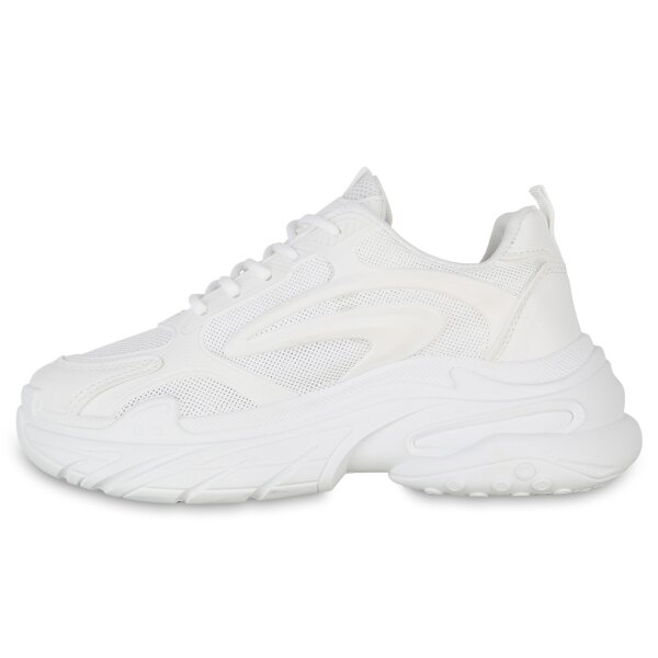 Stiefelparadies Damen Plateau Sneaker in Weiss