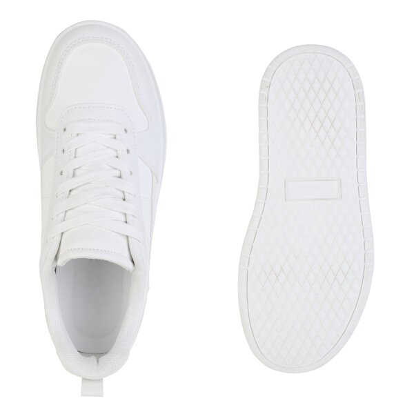 Stiefelparadies Damen Plateau Sneaker In Weiss