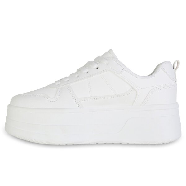 Stiefelparadies Damen Plateau Sneaker in Weiss
