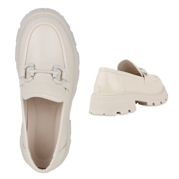 Stiefelparadies Damen Plateauschuhe In Beige