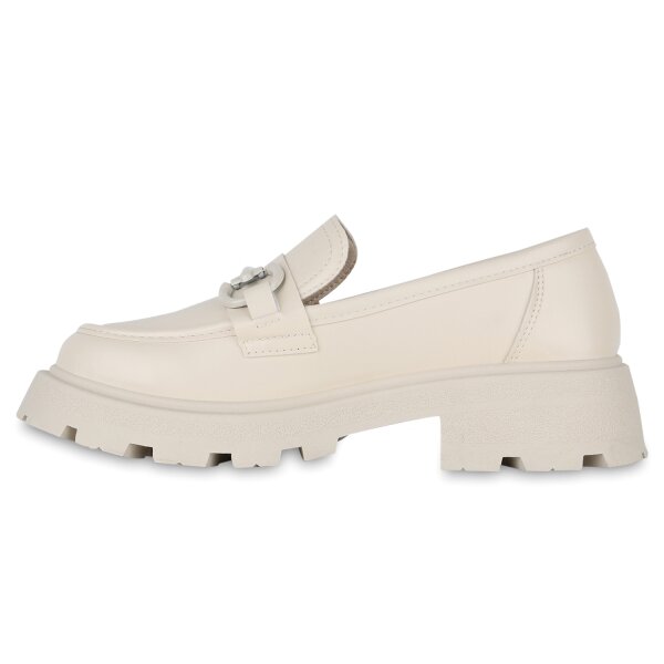 Stiefelparadies Damen Plateauschuhe in Beige