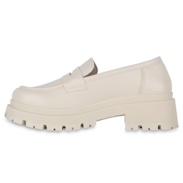Stiefelparadies Damen Plateauschuhe in Beige