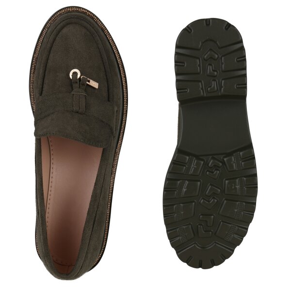 Stiefelparadies Damen Plateauschuhe In Olivgrün