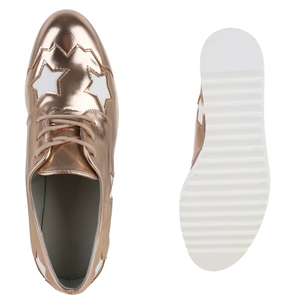 Stiefelparadies Damen Plateauschuhe In Silber