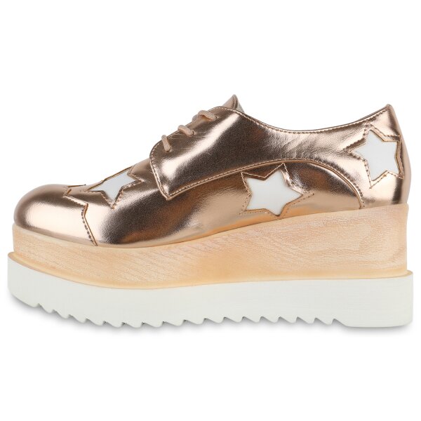 Stiefelparadies Damen Plateauschuhe in Silber