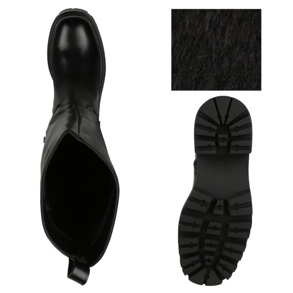 Stiefelparadies Damen Plateaustiefel In Beige