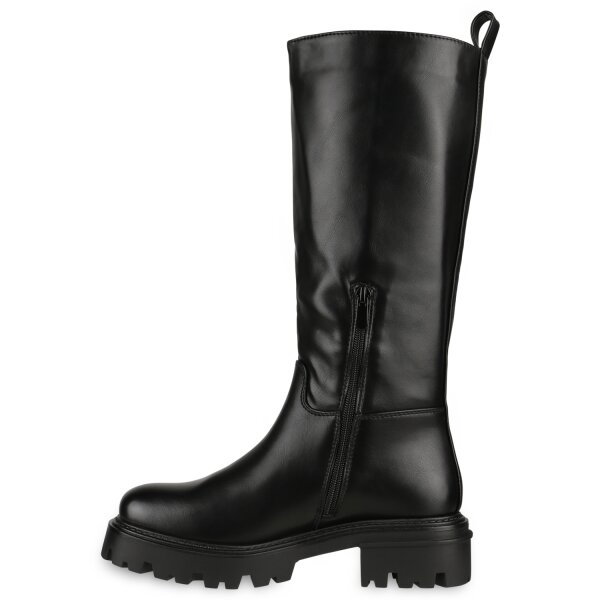 Stiefelparadies Damen Plateaustiefel in Beige