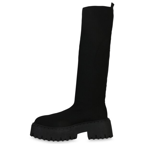 Stiefelparadies Damen Plateaustiefel in Grün