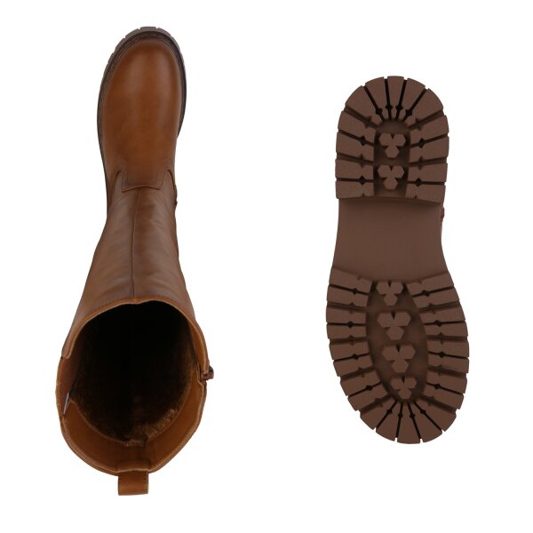 Stiefelparadies Damen Plateaustiefel In Hellbraun