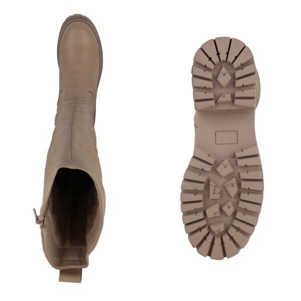 Stiefelparadies Damen Plateaustiefel In Tan