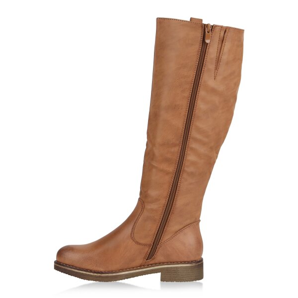 Stiefelparadies Damen Reiterstiefel in Hellbraun