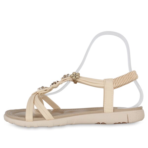 Stiefelparadies Damen Riemchensandalen in Beige