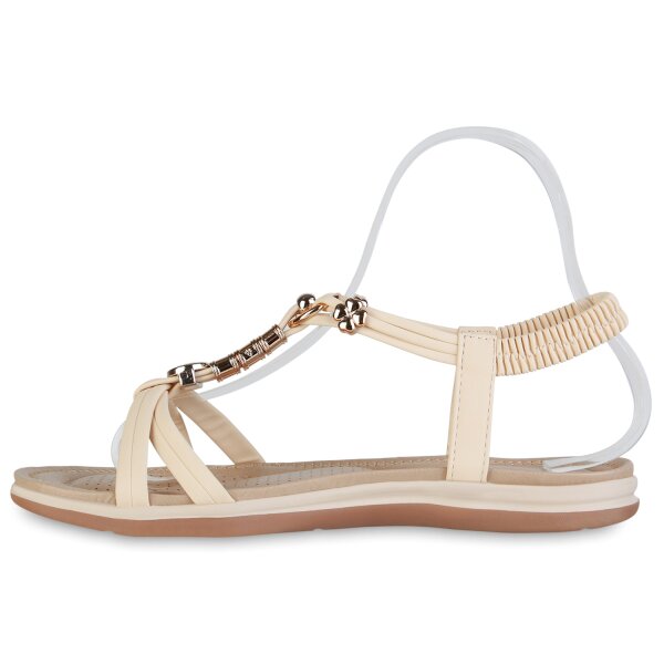 Stiefelparadies Damen Riemchensandalen in Creme