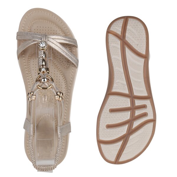 Stiefelparadies Damen Riemchensandalen In Gold