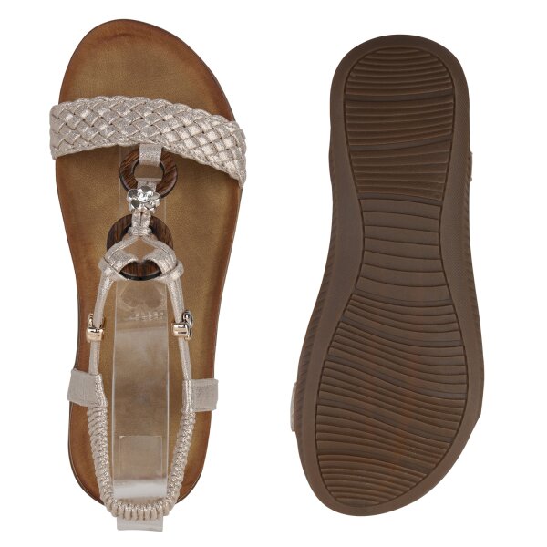 Stiefelparadies Damen Riemchensandalen In Gold