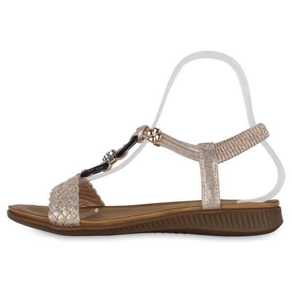 Stiefelparadies Damen Riemchensandalen in Gold