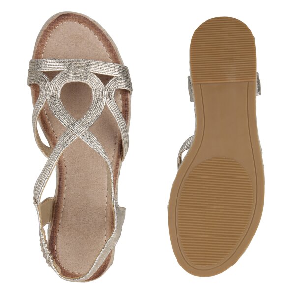 Stiefelparadies Damen Riemchensandalen In Gold