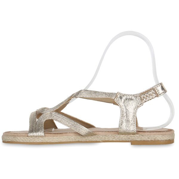 Stiefelparadies Damen Riemchensandalen in Gold