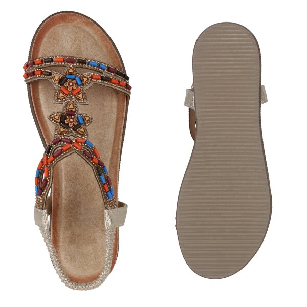 Stiefelparadies Damen Riemchensandalen In Gold