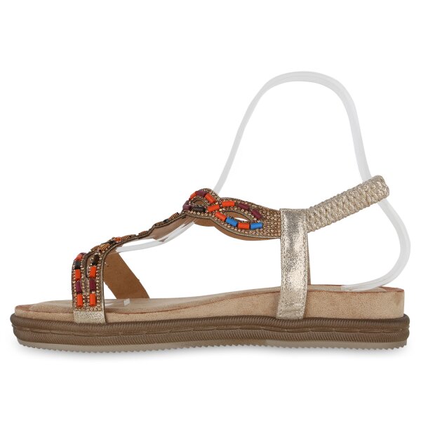 Stiefelparadies Damen Riemchensandalen in Gold