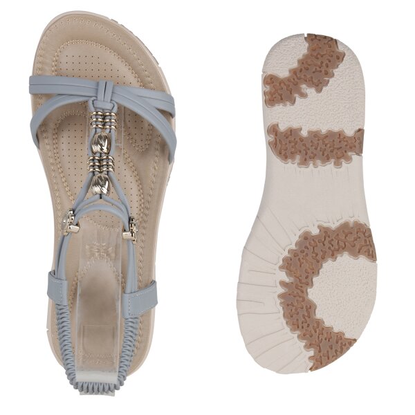 Stiefelparadies Damen Riemchensandalen In Grau