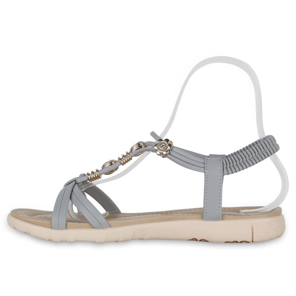 Stiefelparadies Damen Riemchensandalen in Grau