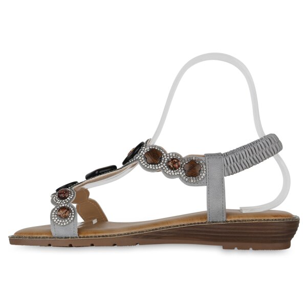 Stiefelparadies Damen Riemchensandalen in Grau