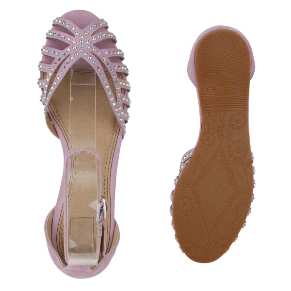 Stiefelparadies Damen Riemchensandalen In Helllila
