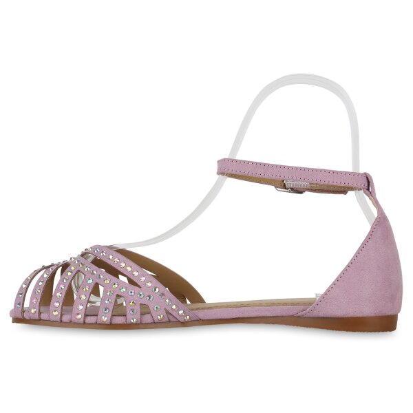 Stiefelparadies Damen Riemchensandalen in Helllila