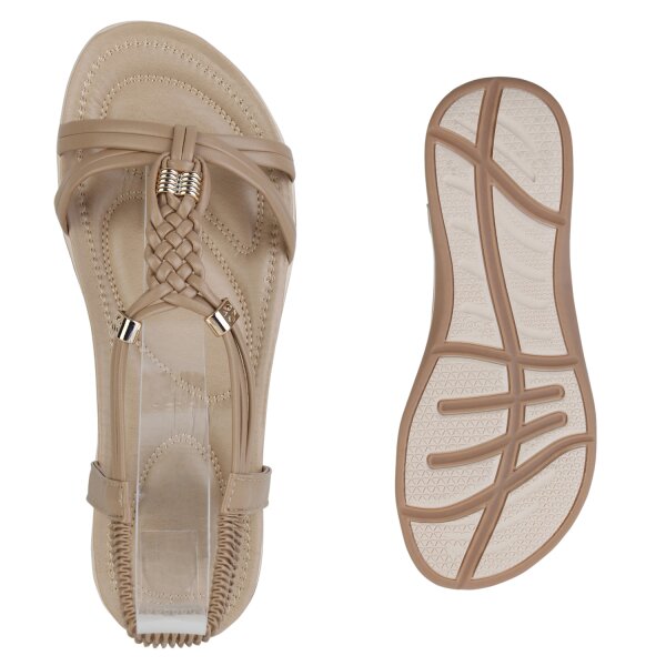 Stiefelparadies Damen Riemchensandalen In Schwarz