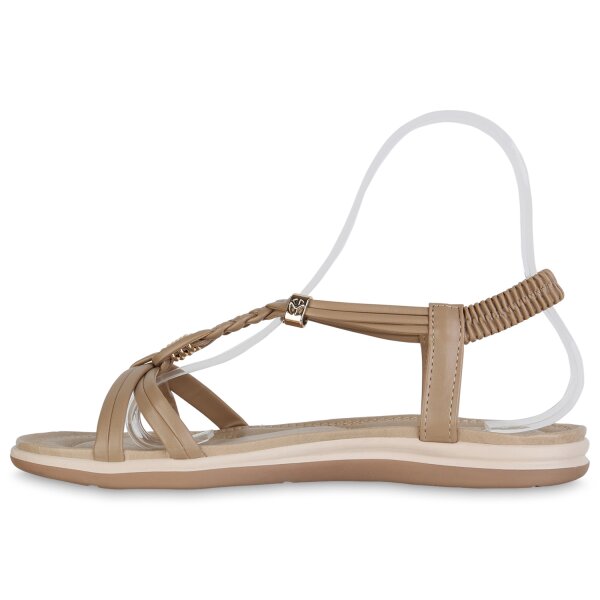 Stiefelparadies Damen Riemchensandalen in Schwarz