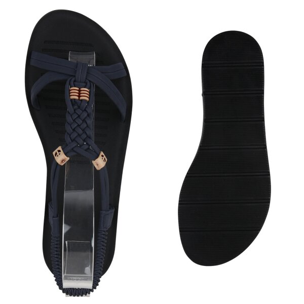 Stiefelparadies Damen Riemchensandalen In Schwarz