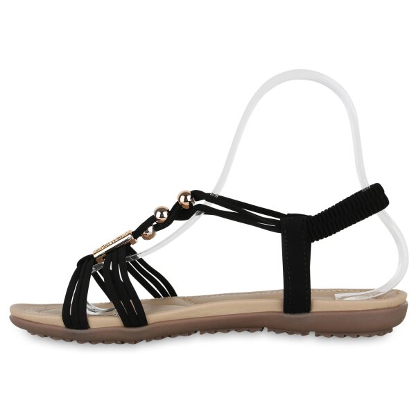 Stiefelparadies Damen Riemchensandalen in Schwarz